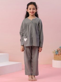 SAY - Pure Cotton Dark Grey Top and Pyjama (Set of 2)