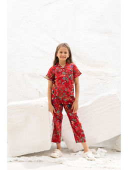SAY - Pure Cotton Floral Red Shirt and Pyjama (Set of 2)