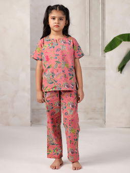 SAY - Pure Cotton Floral Peach Top and Pyjama (Set of 2)