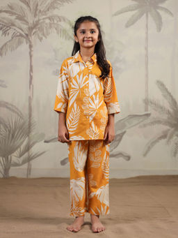 SAY - Yellow Cotton Printed Shirt and Pyjama (Set of 2)