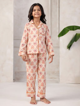 SAY - Cream Pure Cotton Printed Shirt and Pyjama (Set of 2)