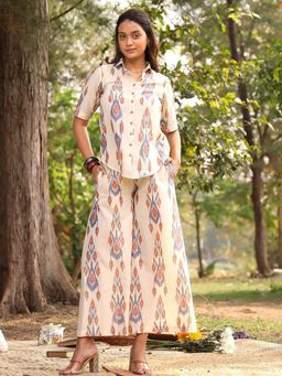Sutra Art of Clothing - Cream Pure Cotton Ikkat Co-ord Set