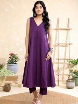 Sutra Art of Clothing - Purple Malai Cotton Solid Kurta and Pant