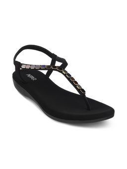 PEPPER - Women Slip On Round Toe Sandals- Black