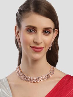 Karatcart - Rose Gold Plated Ad Necklace (Set of 2)