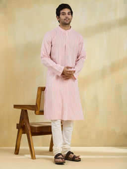 Fabindia - Pink Cotton Dobby Long Kurta