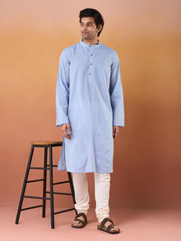 Fabindia - Light Blue Cotton Long Kurta