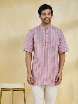 Fabindia - Purple Cotton Striped Short Kurta