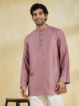 Fabindia - Purple Viscose Blend Dobby Short Kurta