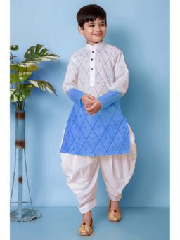 NFC CREATION - Boys Embroidery Work Pure Cotton Blue Kurta and Patiala