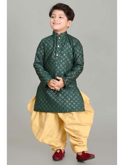 NFC CREATION - Boys Sequins Work Dupion Silk Deep Green Kurta and Patiala