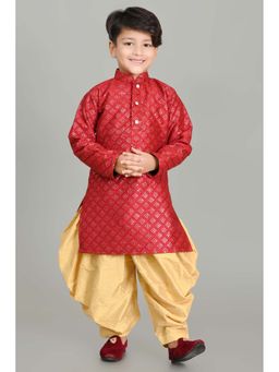 NFC CREATION - Boys Sequins Work Dupion Silk Maroon Kurta and Patiala