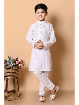 NFC CREATION - Boys Sequins Work Cotton White Kurta and Pyjama