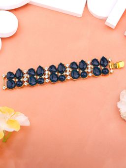 Estele - Gold Plated Magnificent Bracelet With Blue & White Stones For Girls -Women