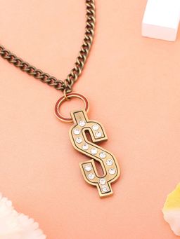 Estele - Brass Oxidised Plating Dollar Designer Pendant Necklace For Women