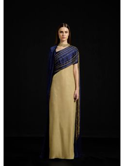 AKHL - Draped Sequins Metallic Gold Maxi Dress