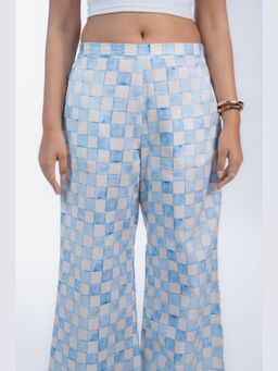 HOUSE OF SHRUSHA - Blue And Yellow Geometric Print Wide-Leg Trouser
