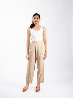 HOUSE OF SHRUSHA - Natural Shell Printed Textured Barrel Trouser