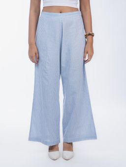 HOUSE OF SHRUSHA - Blue Stripes Handloom Cotton Straight Trouser