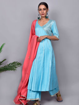 Empress Pitara - Afreen Ice Blue Suit Set