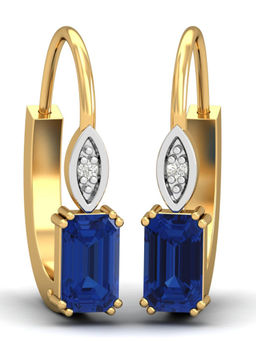 KuberBox - 18K Meridian Blue Sapphire Hoops for Women and Girls