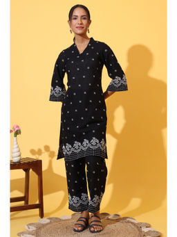 Aurelia - Black Schiffli Embroidered Pure Cotton Co-Ord (Set of 2)