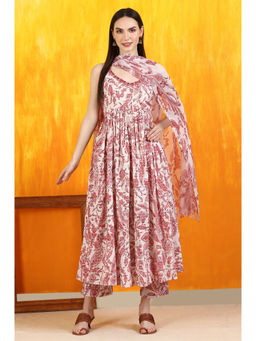 W - Paisley Printed White Spaghetti Kurta Pant & Dupatta (Set of 3)