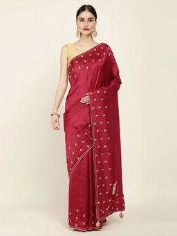 Soch - Embellished Art Silk Saree with Unstitched Blouse