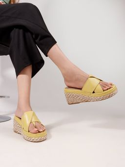 The White Pole - Women Yellow Wedges Heels