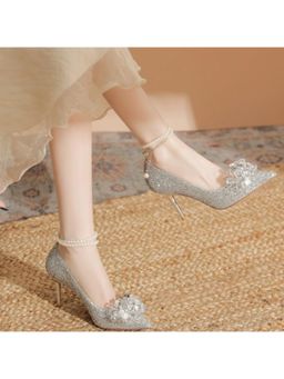 OZZARO - Women Silver Crystal Sitaara Pump Heels