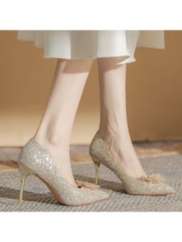 OZZARO - Women Silver Glam Mehfil Pump Heels