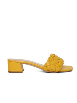 Saint G - Mustard Woven Mid Heel Mules