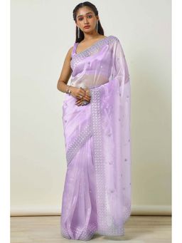 Soch - Women Lavender Organza Saree with Unstitched Blouse