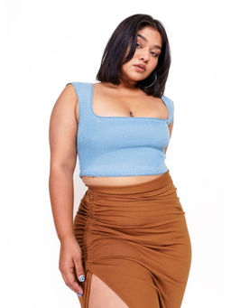 FREAKINS - Light Blue U-neck Crop Top