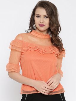 RARE - Women Orange Solid Top