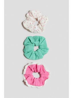 H&M - Girls Pink 3-Pack Cotton Scrunchies