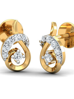 KuberBox - 18K Cherished Diamonds Stud Earrings for Women and Girls