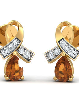 KuberBox - 18K AttachÃ© Citrine Stud Earrings for Women and Girls