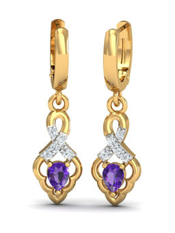 KuberBox - 18K Mediaeval Amethyst Hoop Earrings for Women and Girls