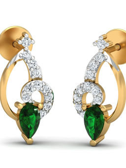 KuberBox - 18K Imperial Emerald Stud Earrings for Women and Girls