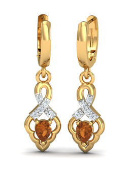 KuberBox - 18K Mediaeval Citrine Hoop Earrings for Women and Girls