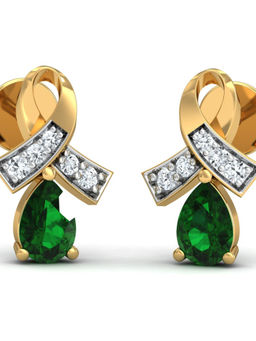 KuberBox - 18K AttachÃ© Emerald Stud Earrings for Women and Girls