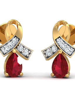 KuberBox - 18K AttachÃ© Ruby Stud Earrings for Women and Girls