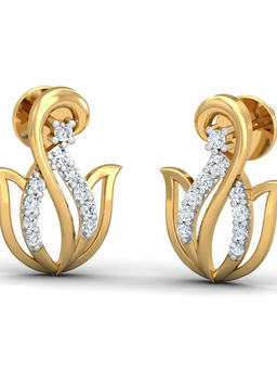 KuberBox - 18K Lotus Glory Stud Earrings for Women and Girls