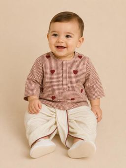 BYB Premium - Boys Beige Embroidered Kurta And Dhoti