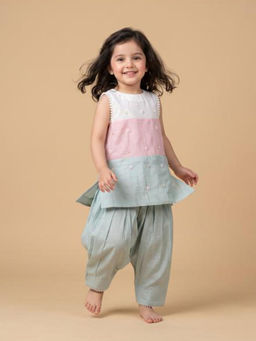 BYB Premium - Girls Pastel Sleeveless Kurta And Salwar