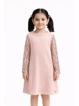 One Friday - Girls Pink Solid Party Dress