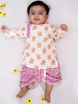 KID1 - Blossom White Kurta And Dhoti