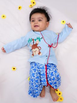 KID1 - Badmash Bandar Blue Kurta And Dhoti