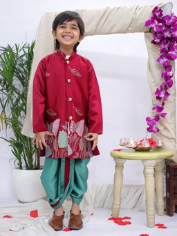 KID1 - Boys Maroon Nawab Kurta And Dhoti